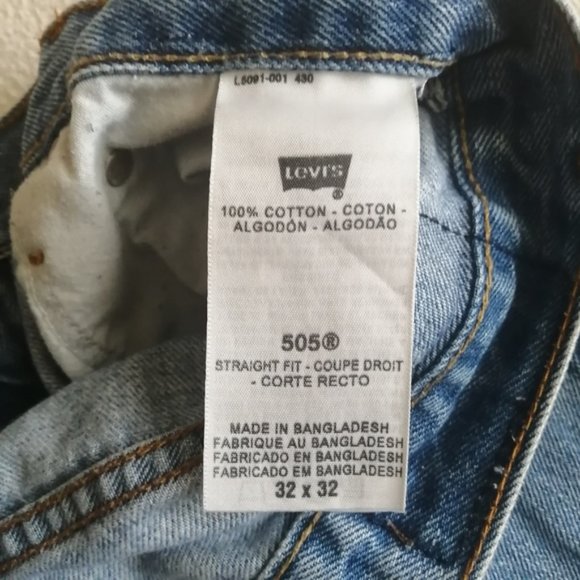 Levi's 505 Medium Wash High Waisted Distressed Denim Shorts - Picture 3 of 13